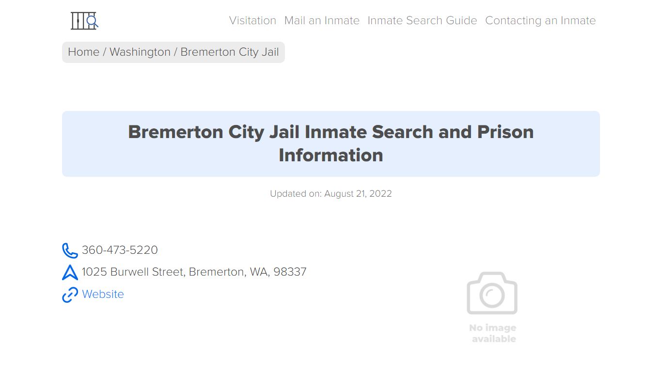 Bremerton City Jail Inmate Search and Prison Information